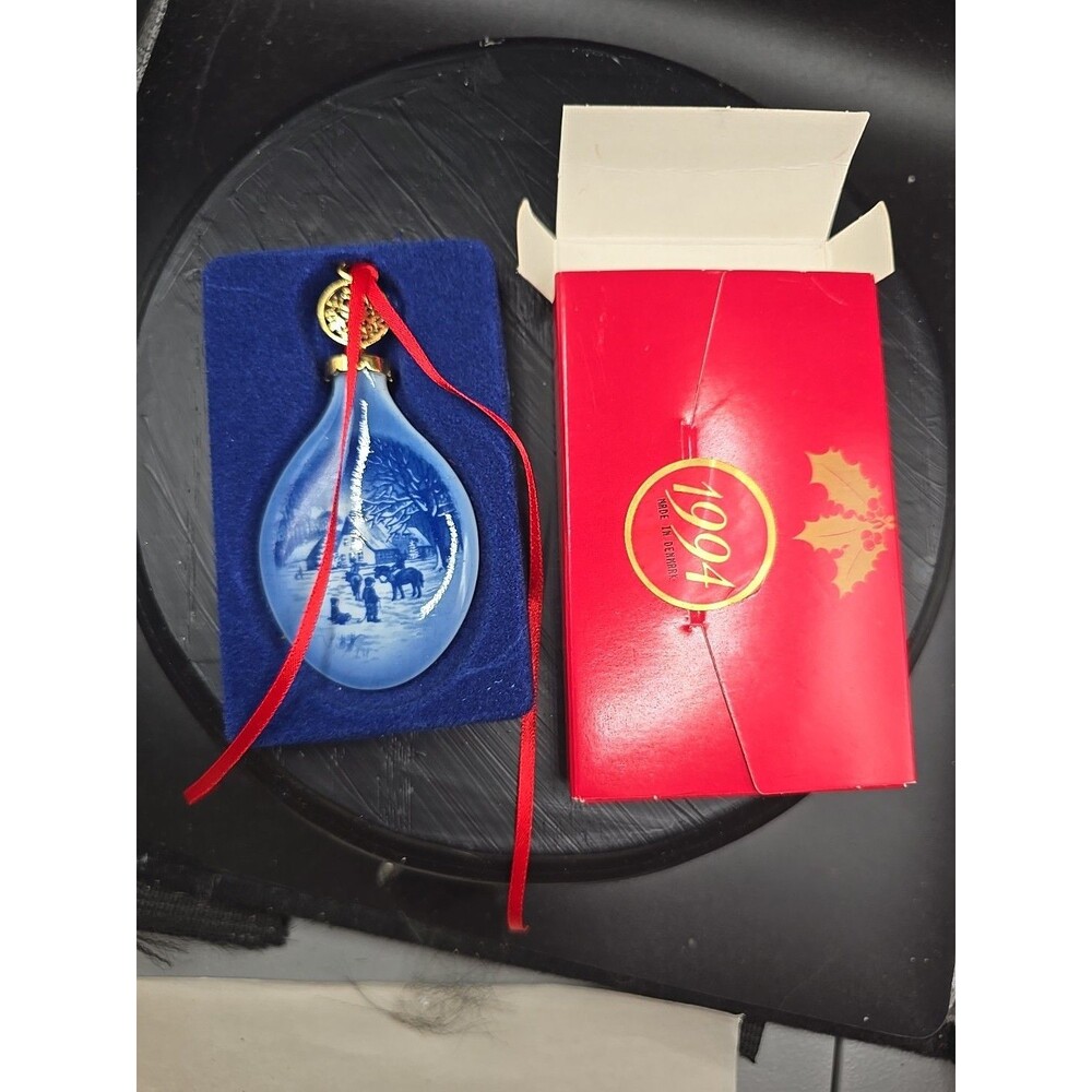 1994 Royal Copenhagen Ornament Blue Hanging Teardrop Denmark Christmas Drop Mint